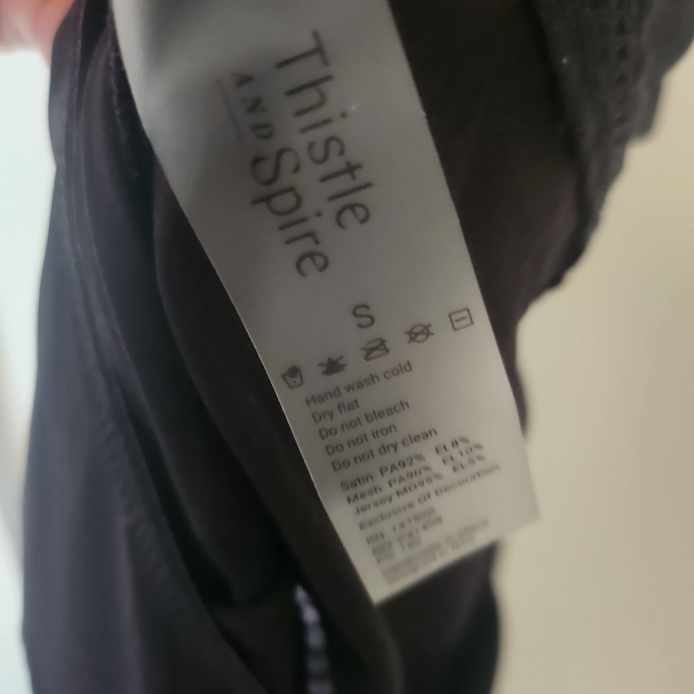 Nwot Thistle And Spire Persephone Teddy Black Satin Halter Romper Lingerie View 5